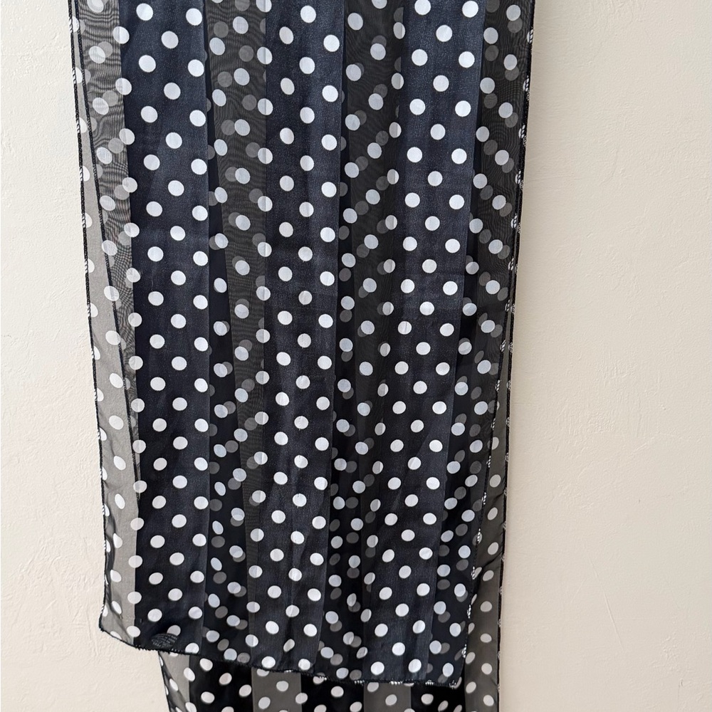 Women’s 60” Long Black and White Polka Dot Scarf NWOT Silk Feel